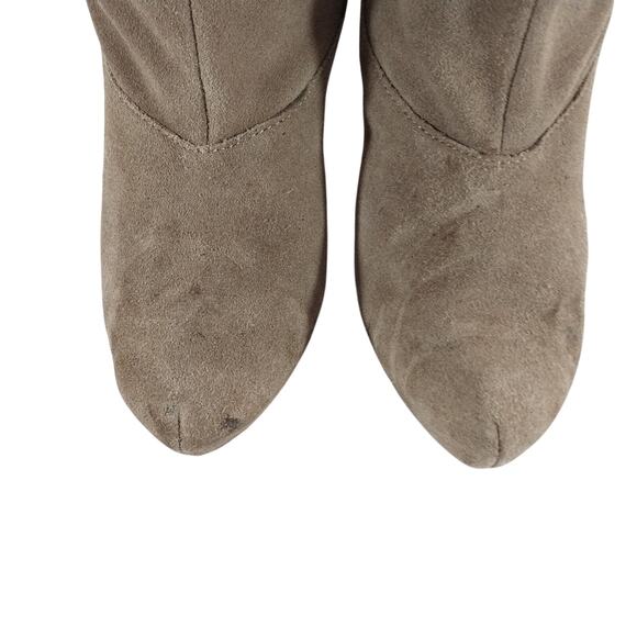 STEVE MADDEN! FAWN BEIGE GENUINE SUEDE LEATHER PLATFORM STILETTO BOOTS! SZ 10M - Picture 3 of 10